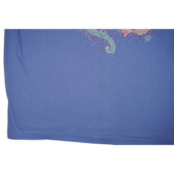 Vintage Fruit of the Loom Seahorse Seashell Graphic T-Shirt XL Blue USA - Picture 3 of 5